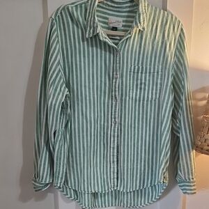 Universal Thread Striped Green and White Top